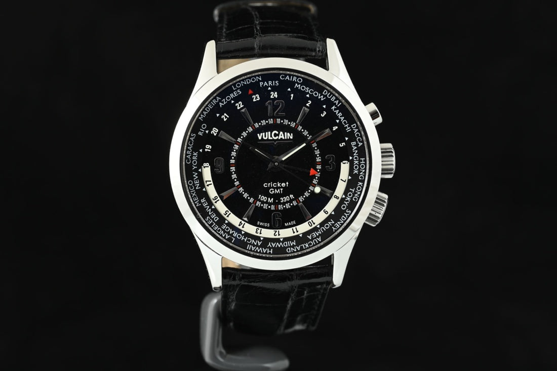 Vulcain | Aviator Certified Cricket GMT Mechanical Alarm - Alarm Clock | Steel Ref. 100108.028 Vulcain Box 2014