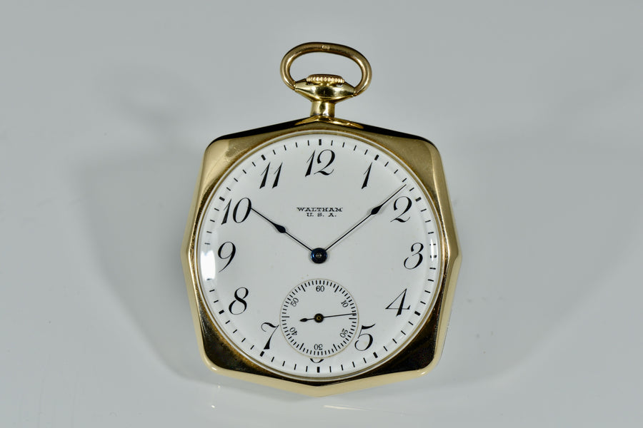 Waltham Orologio da tasca Anni 20 in oro 14 – Atelier Orologiaio