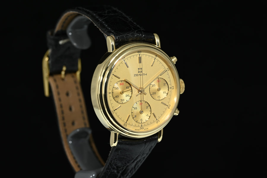 ZENITH | Tricompax 146 HP Chronograph  Oro giallo 18 Kt. Carica manuale Anni '90, 37 mm.