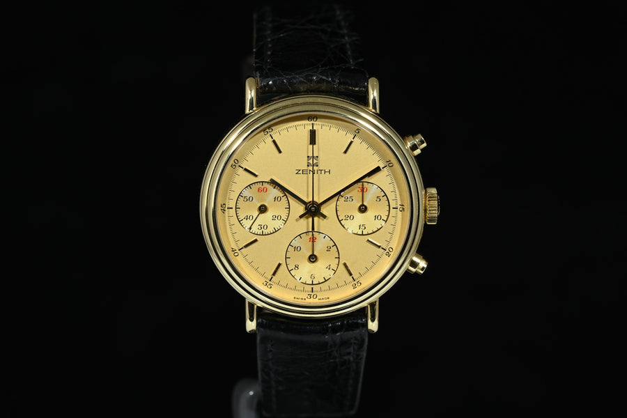 ZENITH | Tricompax 146 HP Chronograph  Oro giallo 18 Kt. Carica manuale Anni '90, 37 mm.