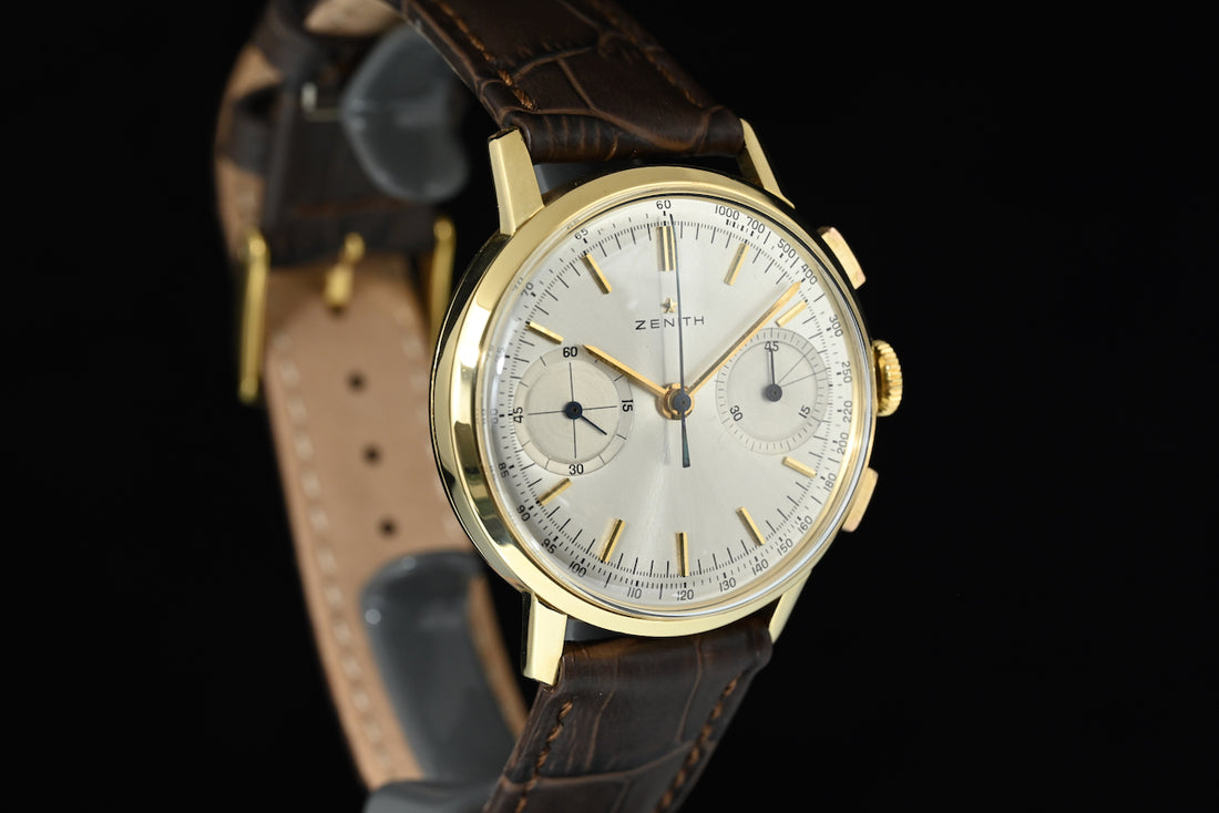 Zenith | STELLINA Chronograph watch 1960s 35 mm. Manual wind, Yellow gold