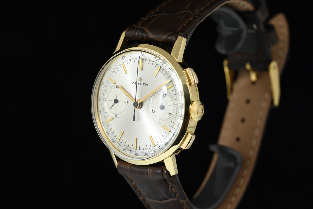 Zenith | STELLINA Chronograph watch 1960s 35 mm. Manual wind, Yellow gold