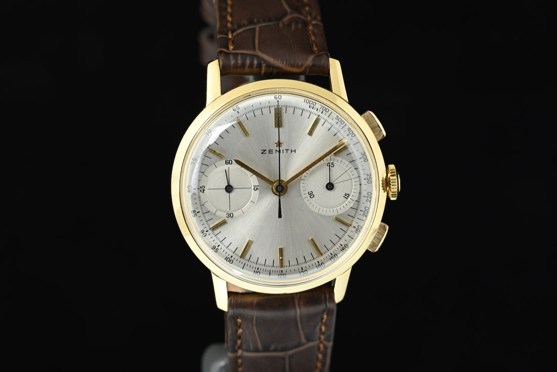 Zenith | STELLINA Chronograph watch 1960s 35 mm. Manual wind, Yellow gold
