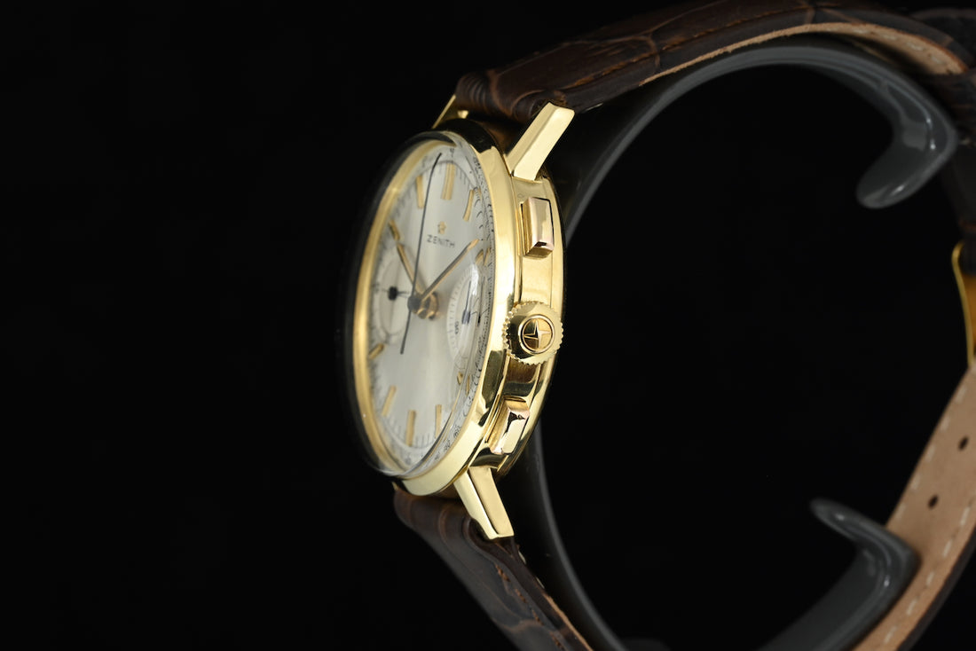 Zenith | STELLINA Chronograph watch 1960s 35 mm. Manual wind, Yellow gold
