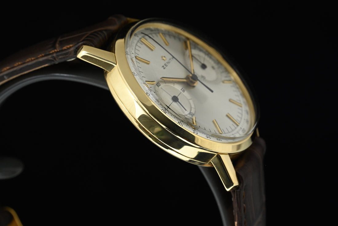 Zenith | STELLINA Chronograph watch 1960s 35 mm. Manual wind, Yellow gold